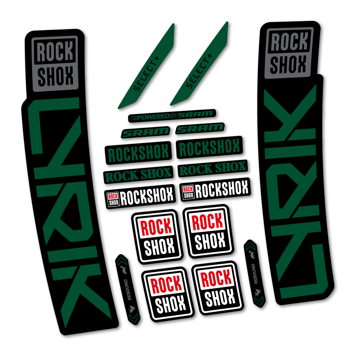 Stickers for RockShox Lyrik Select 2027, Fork vinyl decals - Dark Green
