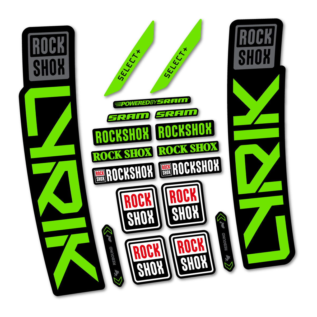 Stickers for RockShox Lyrik Select 2027, Fork vinyl decals - Apple Green
