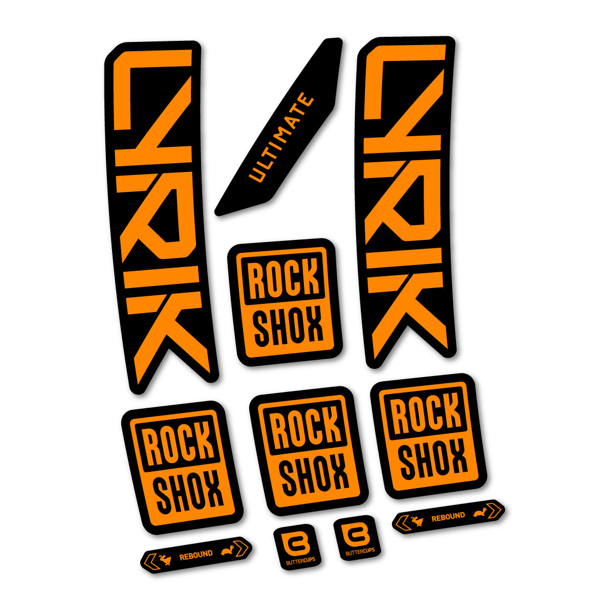 Stickers for RockShox Lyrik Ultimate 2027, Fork vinyl decals - Saffron Yellow