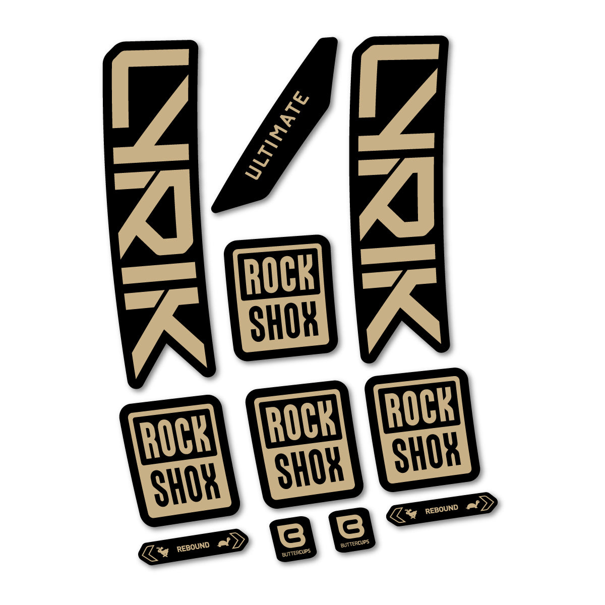Stickers for RockShox Lyrik Ultimate 2027, Fork vinyl decals - Sand