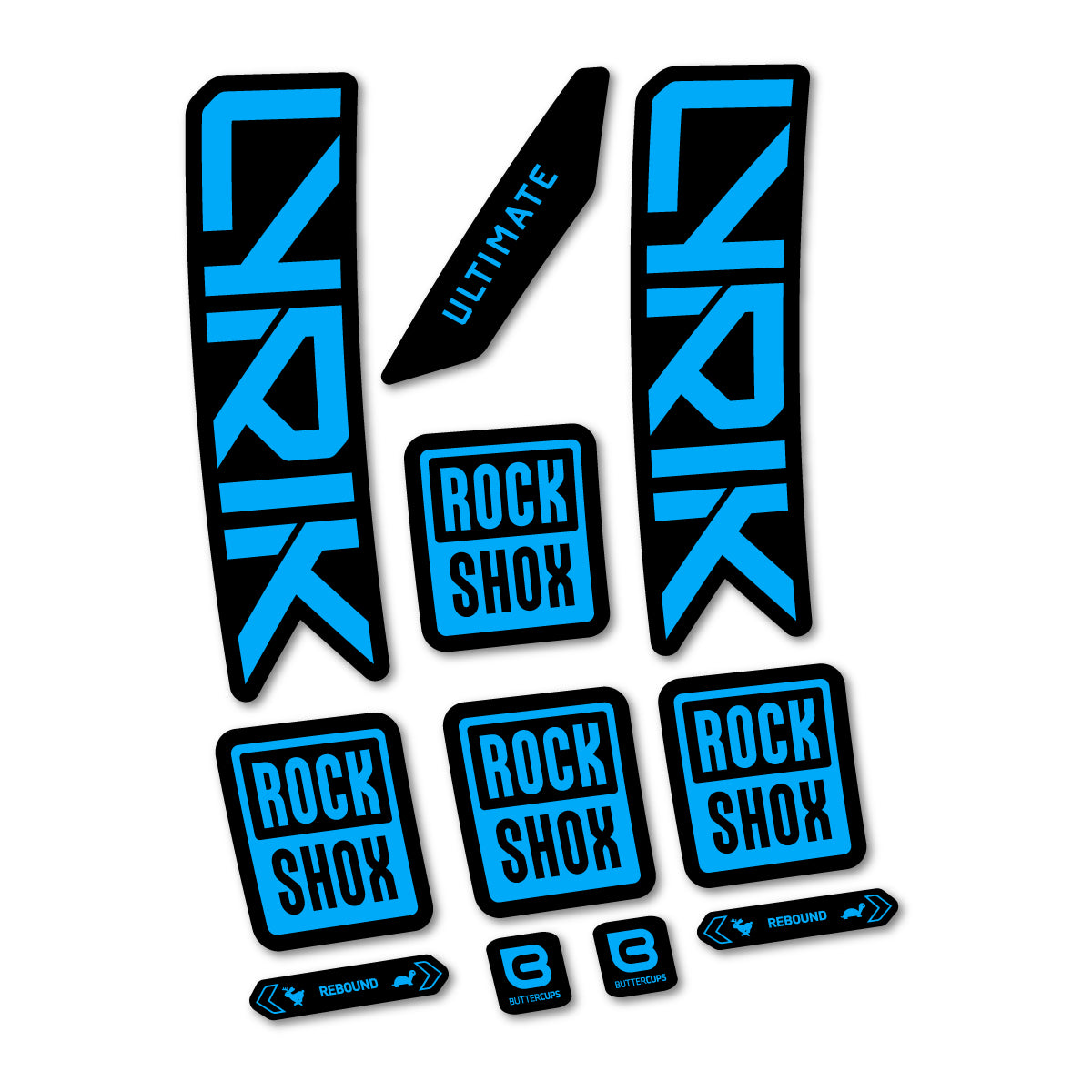 Stickers for RockShox Lyrik Ultimate 2027, Fork vinyl decals - Light Blue