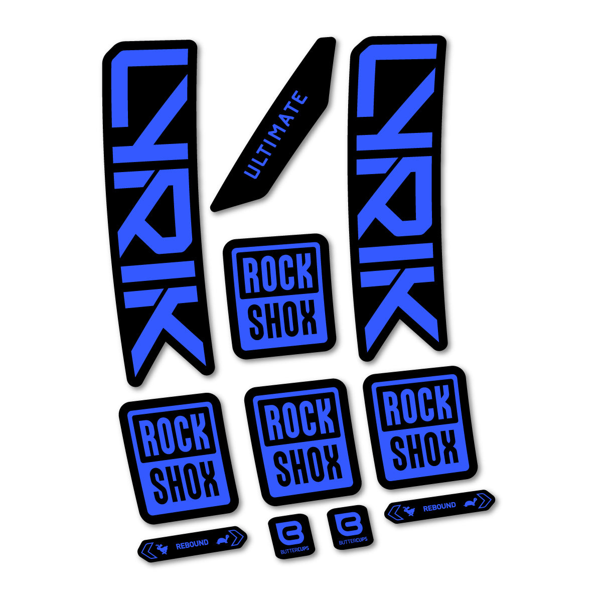 Stickers for RockShox Lyrik Ultimate 2027, Fork vinyl decals - Medium Blue