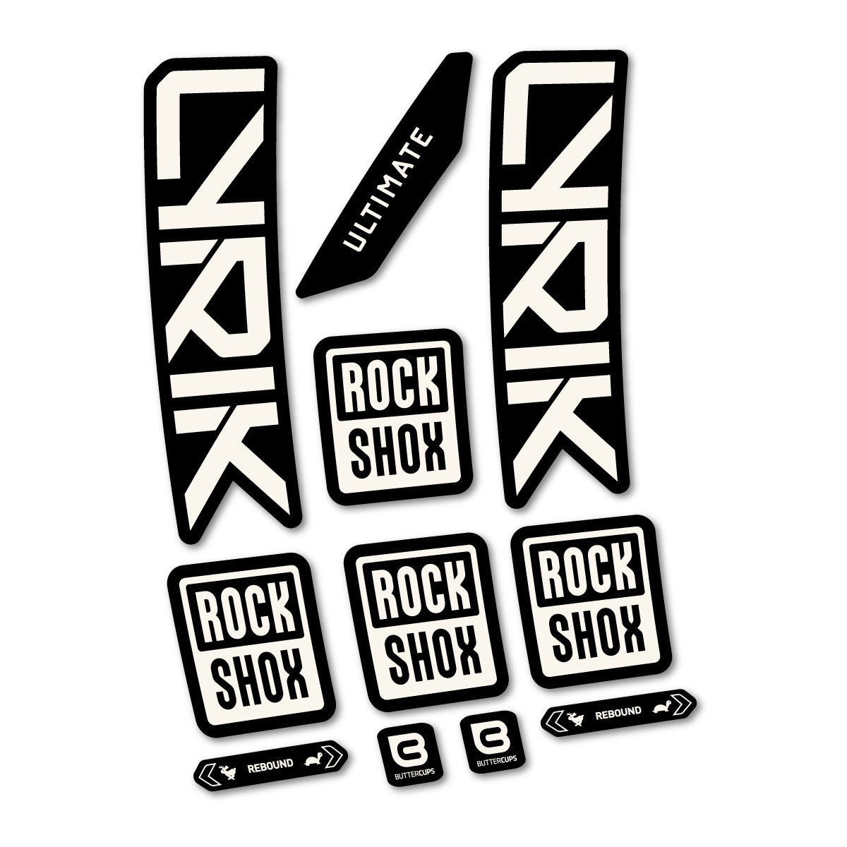 Stickers for RockShox Lyrik Ultimate 2027, Fork vinyl decals - Bone White