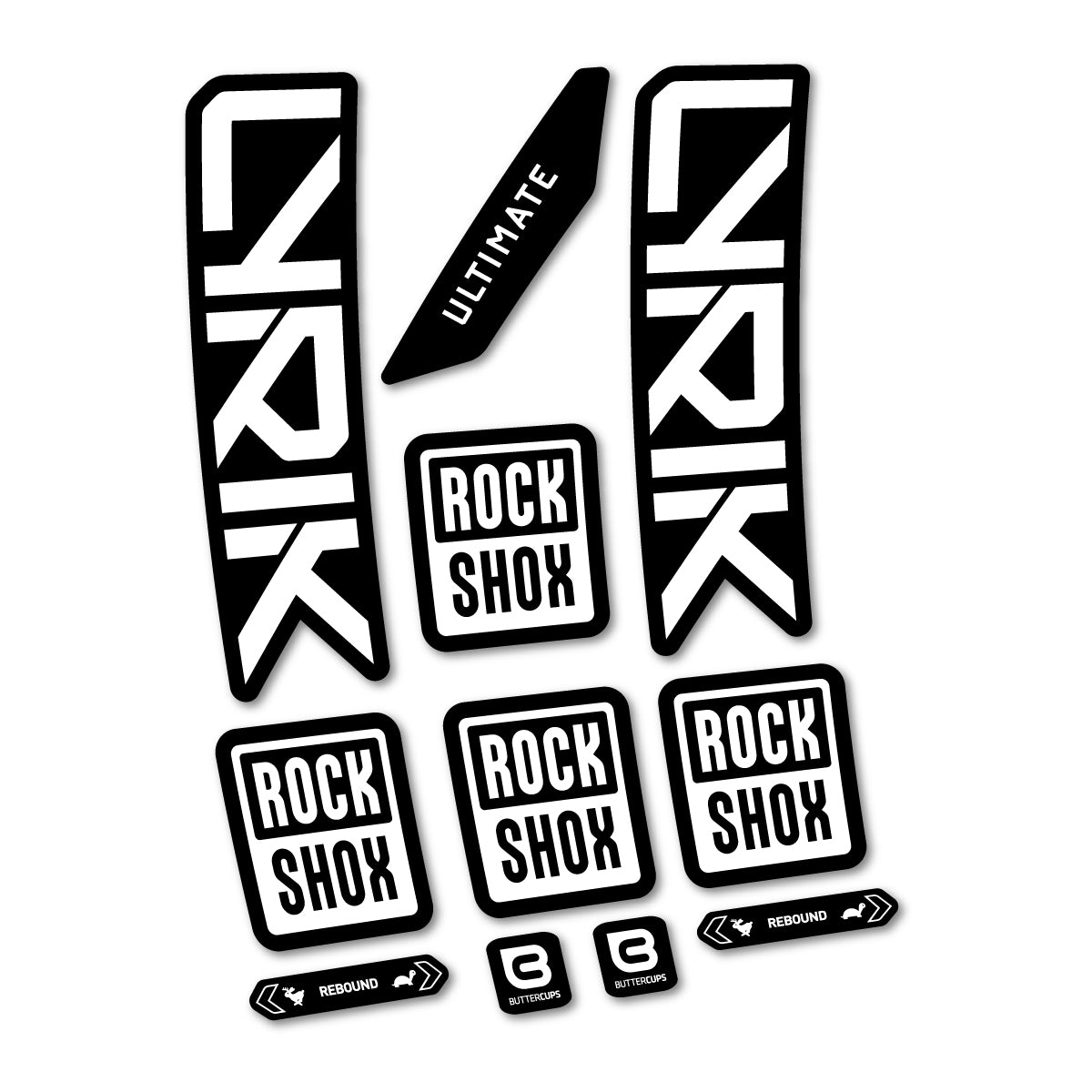 Stickers for RockShox Lyrik Ultimate 2027, Fork vinyl decals - White