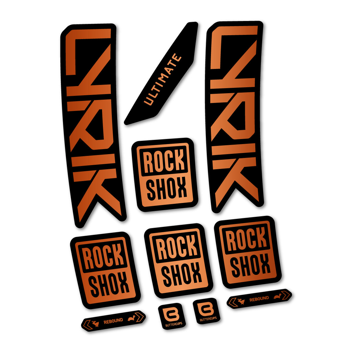 Stickers for RockShox Lyrik Ultimate 2027, Fork vinyl decals - Bronze