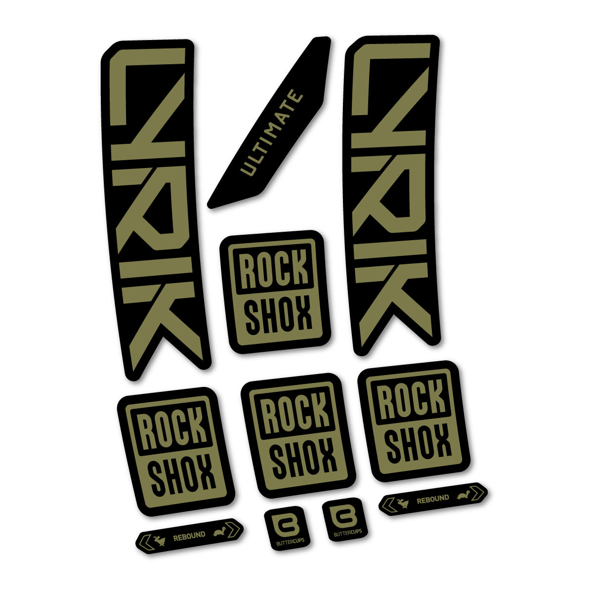Stickers for RockShox Lyrik Ultimate 2027, Fork vinyl decals - Khaki