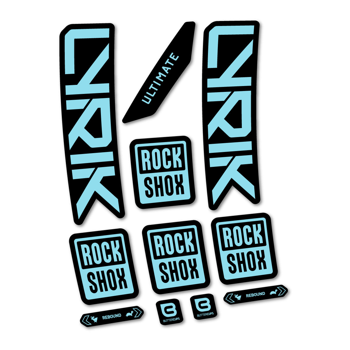 Stickers for RockShox Lyrik Ultimate 2027, Fork vinyl decals - Sky Blue