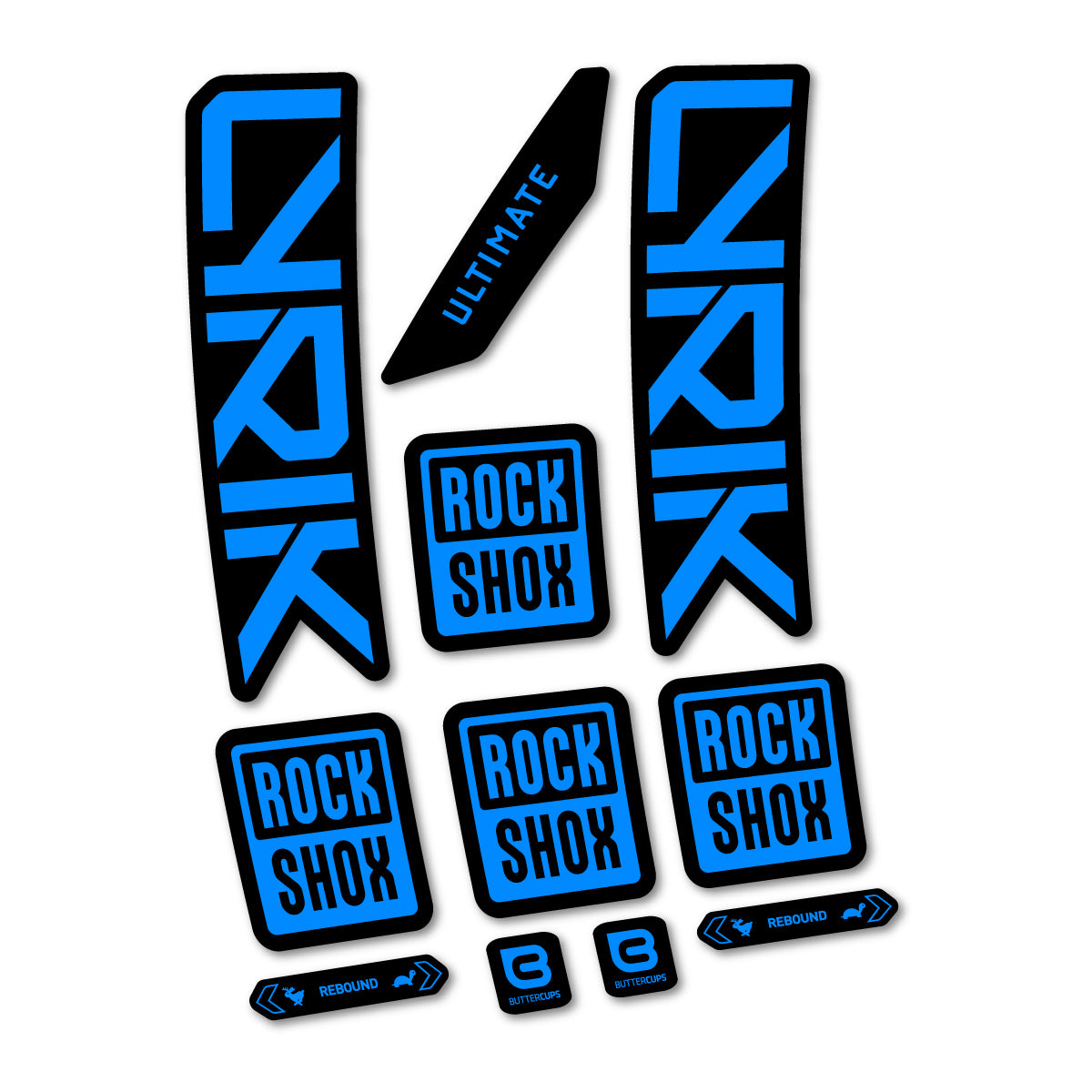 Stickers for RockShox Lyrik Ultimate 2027, Fork vinyl decals - Luminous Cyan