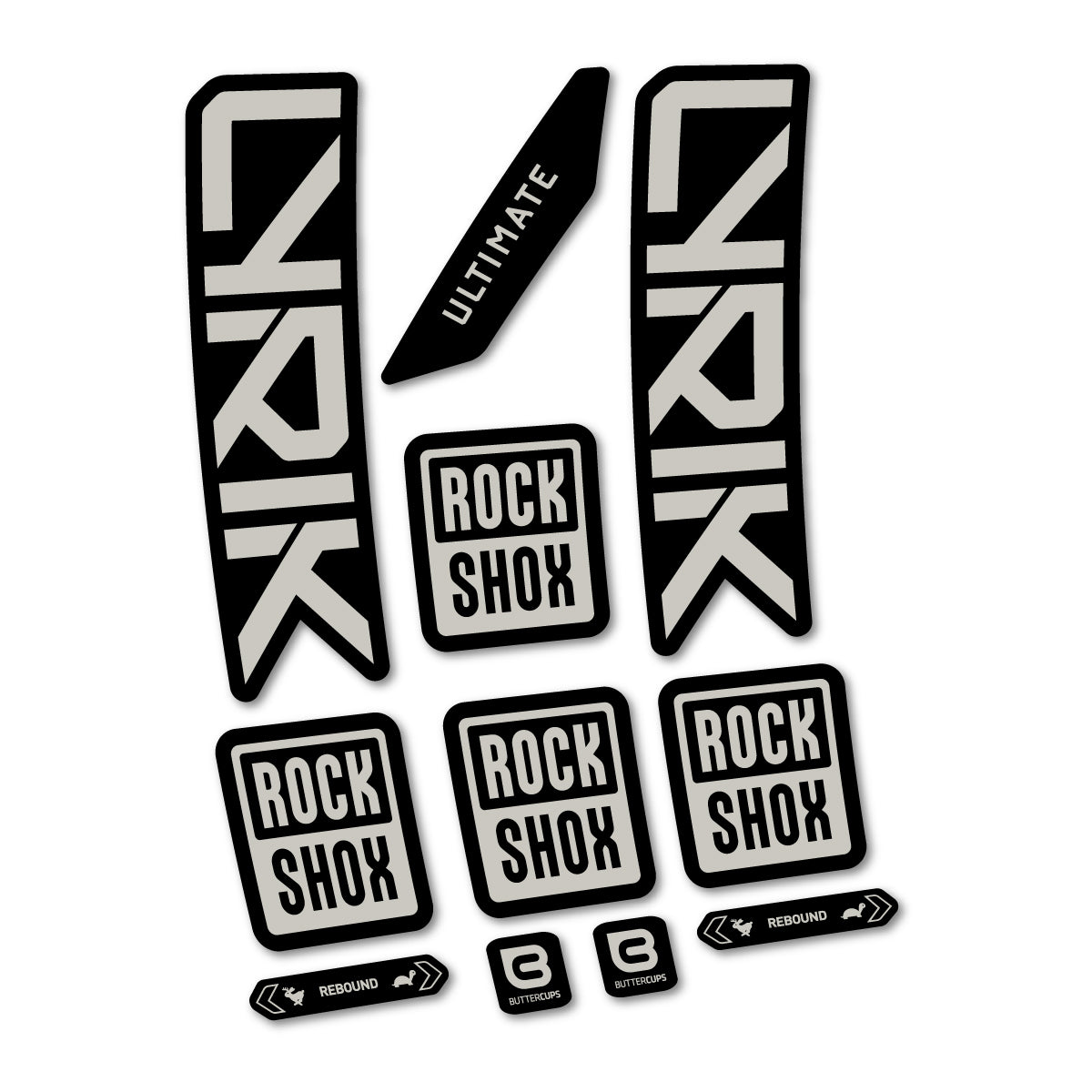 Stickers for RockShox Lyrik Ultimate 2027, Fork vinyl decals - Light Grey