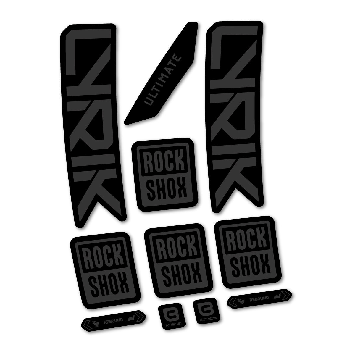 Stickers for RockShox Lyrik Ultimate 2027, Fork vinyl decals - Very Dark Grey