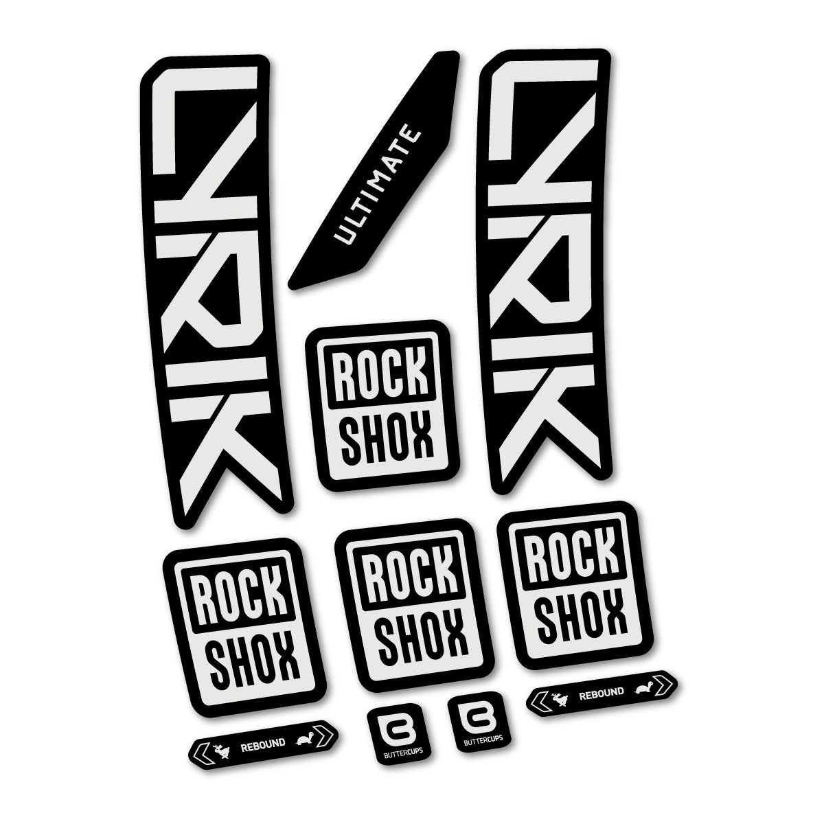 Stickers for RockShox Lyrik Ultimate 2027, Fork vinyl decals - Pearl Grey