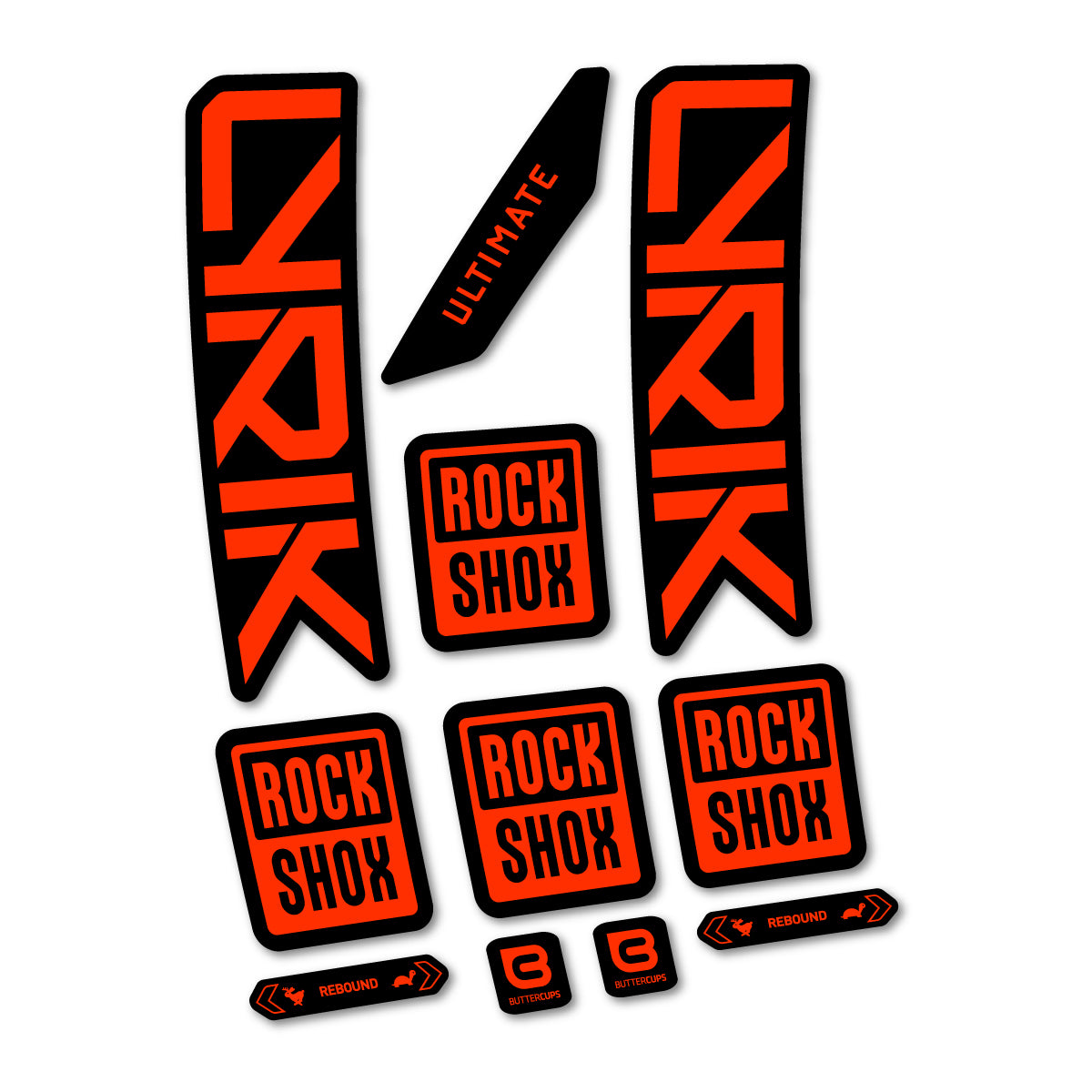 Stickers for RockShox Lyrik Ultimate 2027, Fork vinyl decals - Luminous Orange