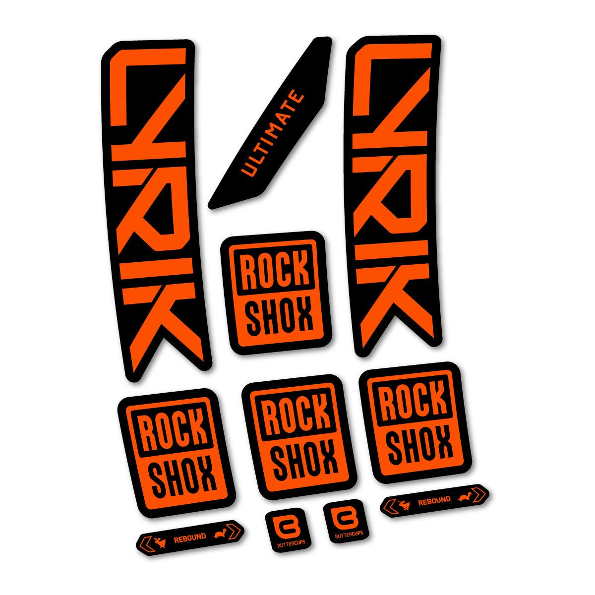 Stickers for RockShox Lyrik Ultimate 2027, Fork vinyl decals - Orange