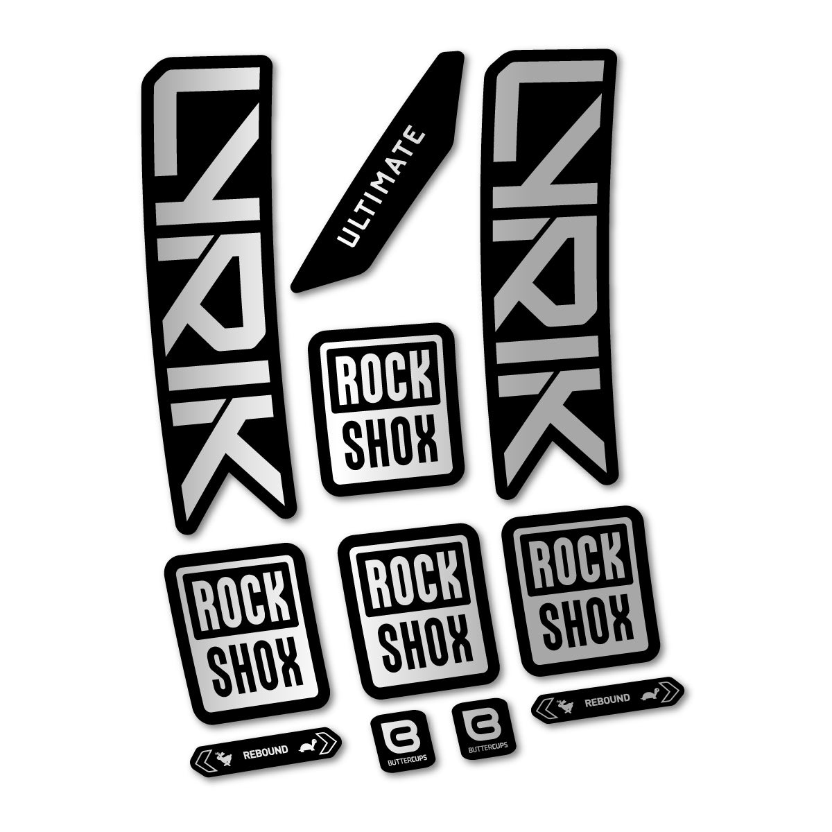 Stickers for RockShox Lyrik Ultimate 2027, Fork vinyl decals - Light Silver