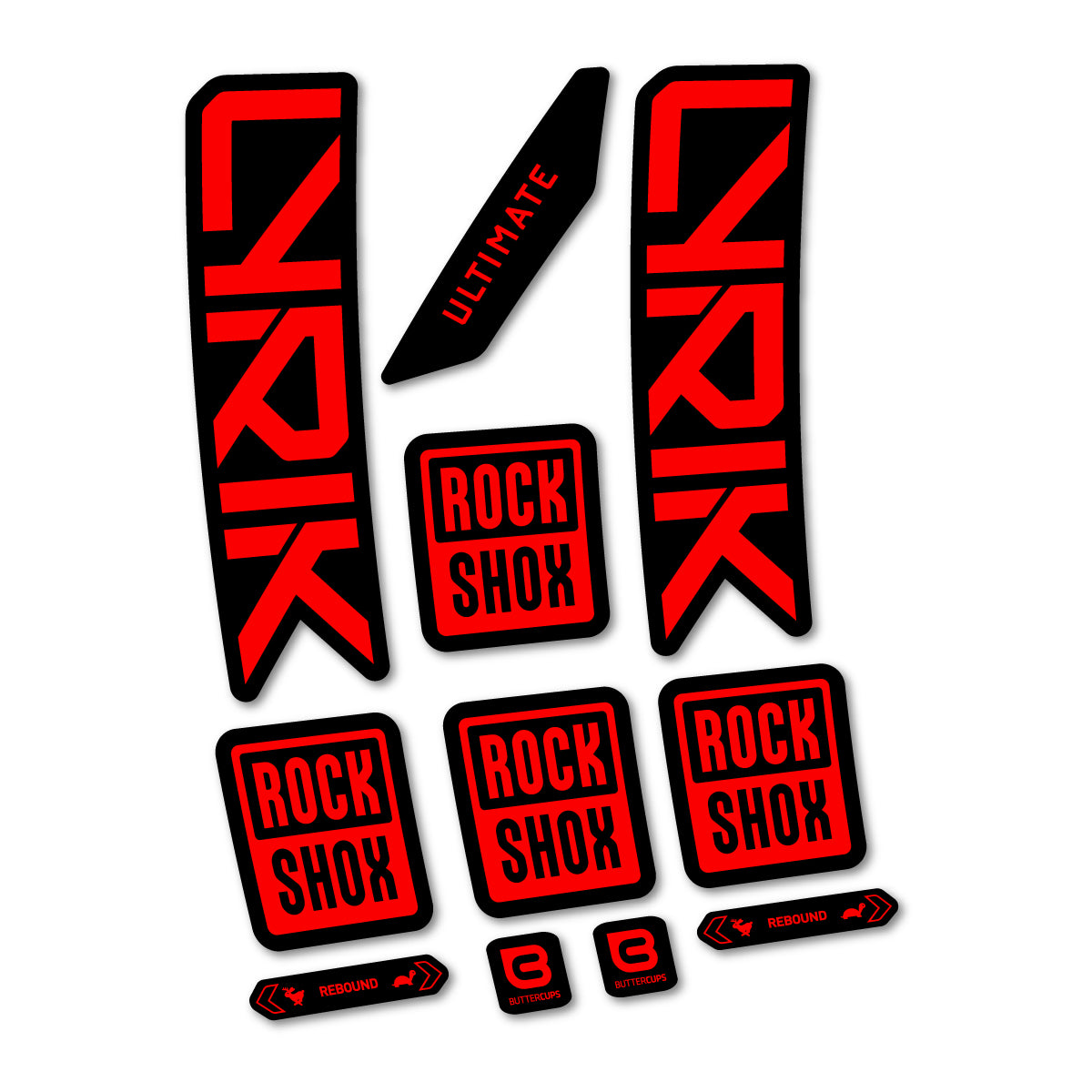 Stickers for RockShox Lyrik Ultimate 2027, Fork vinyl decals - Orange Red