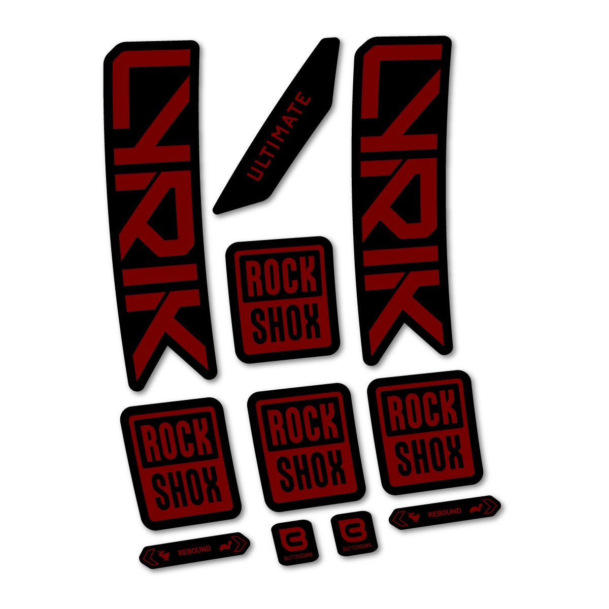 Stickers for RockShox Lyrik Ultimate 2027, Fork vinyl decals - Very Dark Red