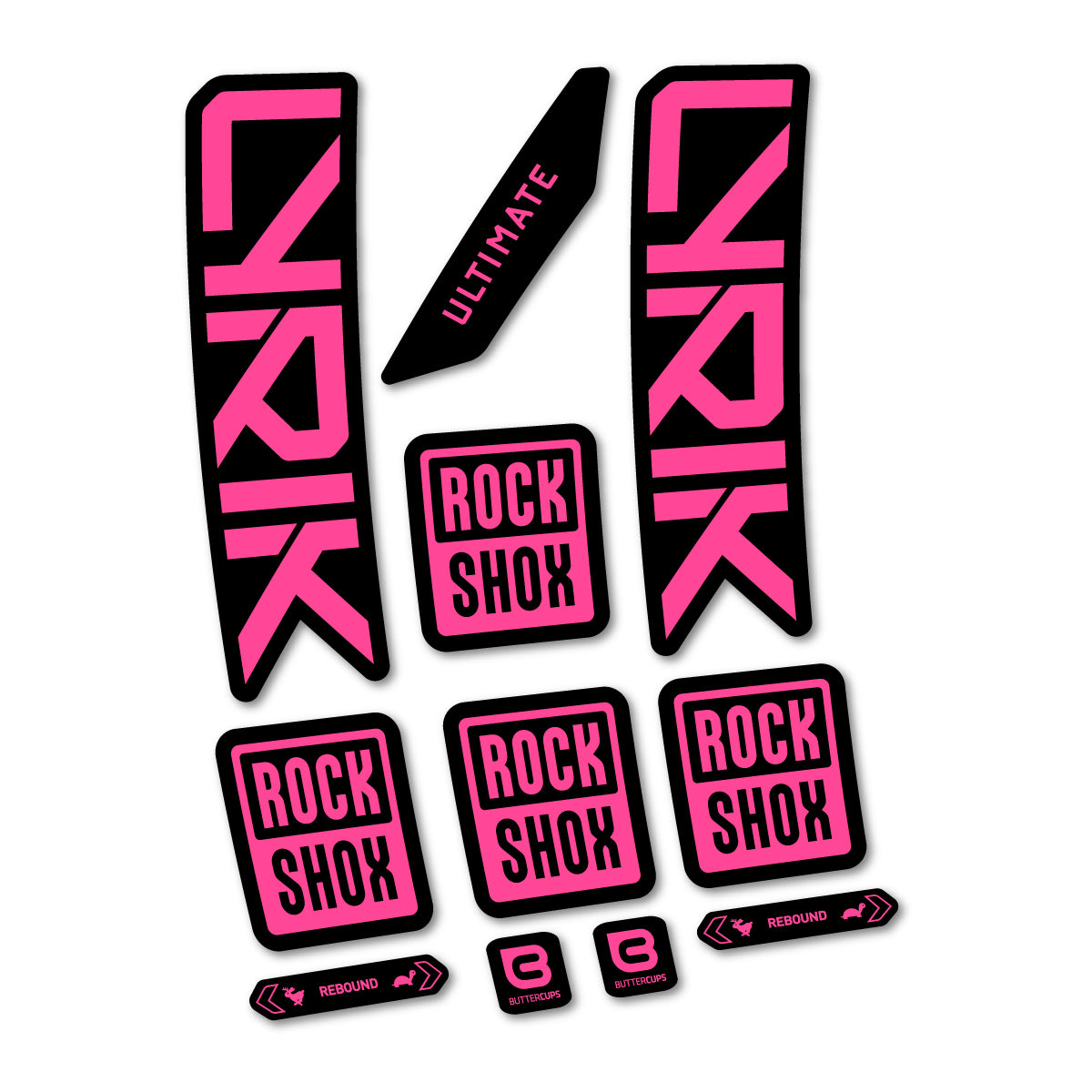Stickers for RockShox Lyrik Ultimate 2027, Fork vinyl decals - Bubblegum Pink