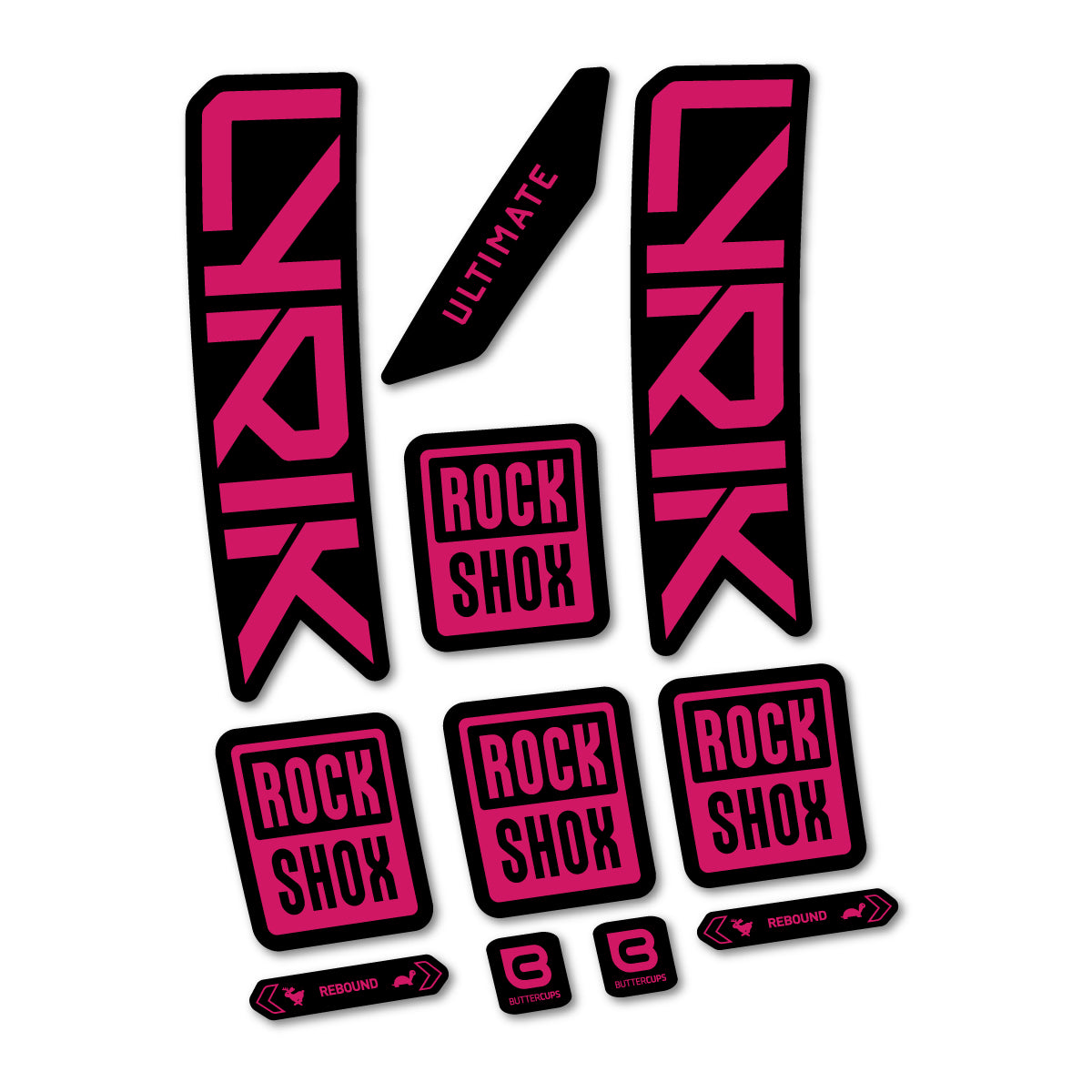 Stickers for RockShox Lyrik Ultimate 2027, Fork vinyl decals - Dark Pink