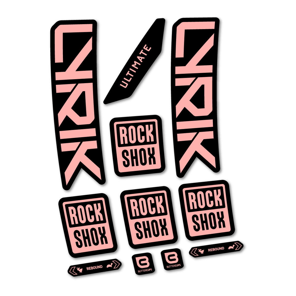 Stickers for RockShox Lyrik Ultimate 2027, Fork vinyl decals - Salmon Pink