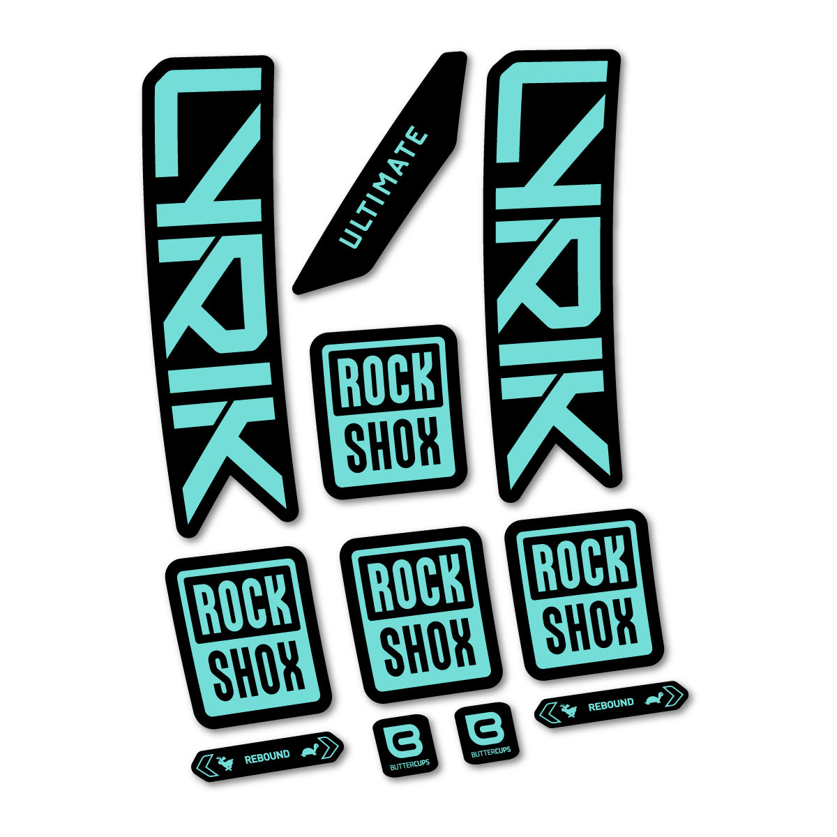 Stickers for RockShox Lyrik Ultimate 2027, Fork vinyl decals - Blue Green