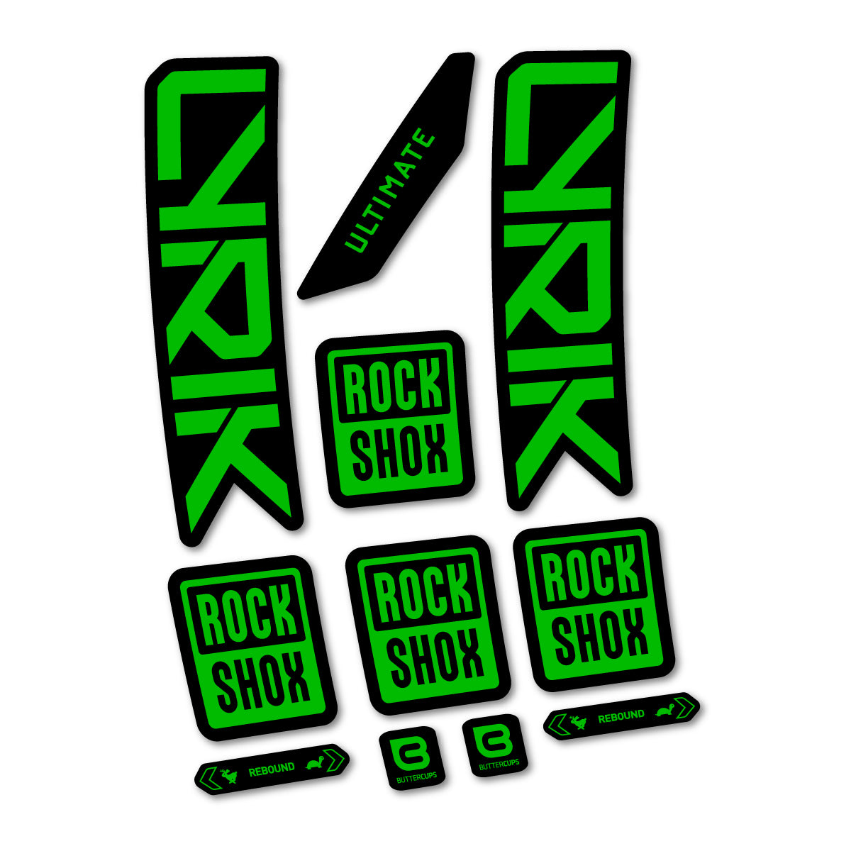Stickers for RockShox Lyrik Ultimate 2027, Fork vinyl decals - Grass Green