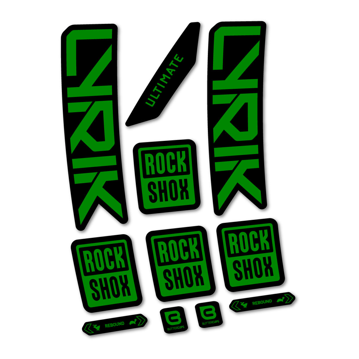 Stickers for RockShox Lyrik Ultimate 2027, Fork vinyl decals - Medium Green