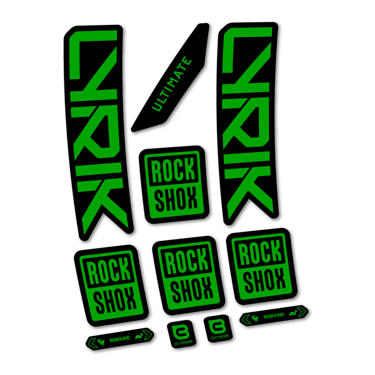 Stickers for RockShox Lyrik Ultimate 2027, Fork vinyl decals - Green