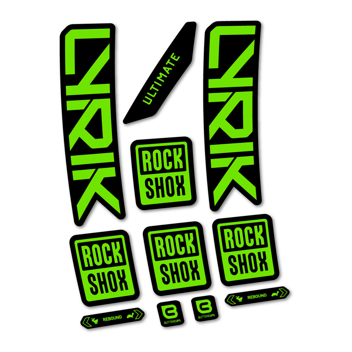Stickers for RockShox Lyrik Ultimate 2027, Fork vinyl decals - Apple Green