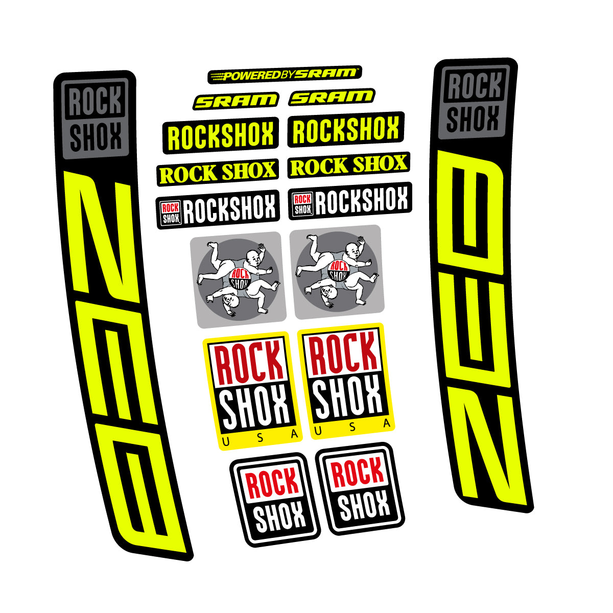 Stickers for RockShox ZEB 2027, Fork vinyl decals - Neon Yellow