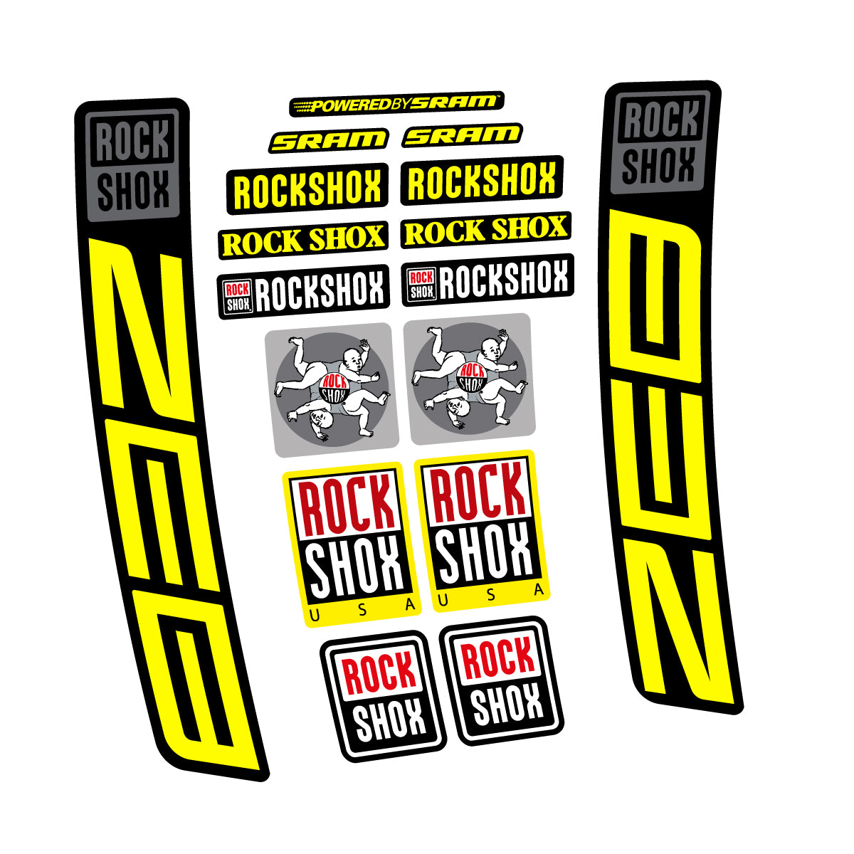 Stickers for RockShox ZEB 2027, Fork vinyl decals - Lemon Yellow