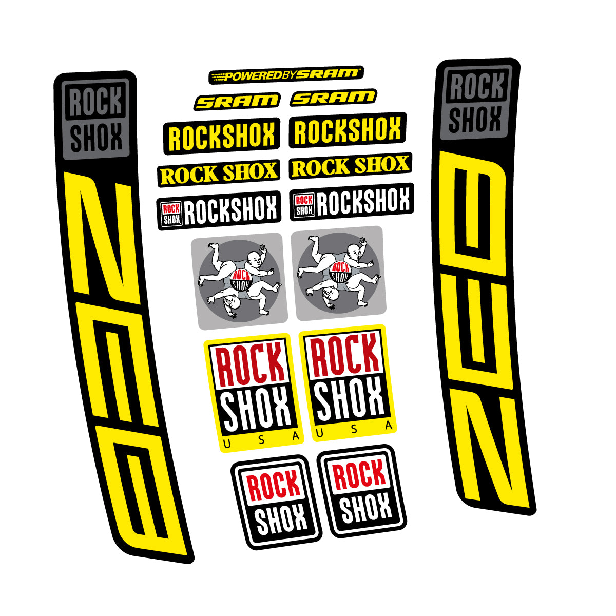 Stickers for RockShox ZEB 2027, Fork vinyl decals - Yellow