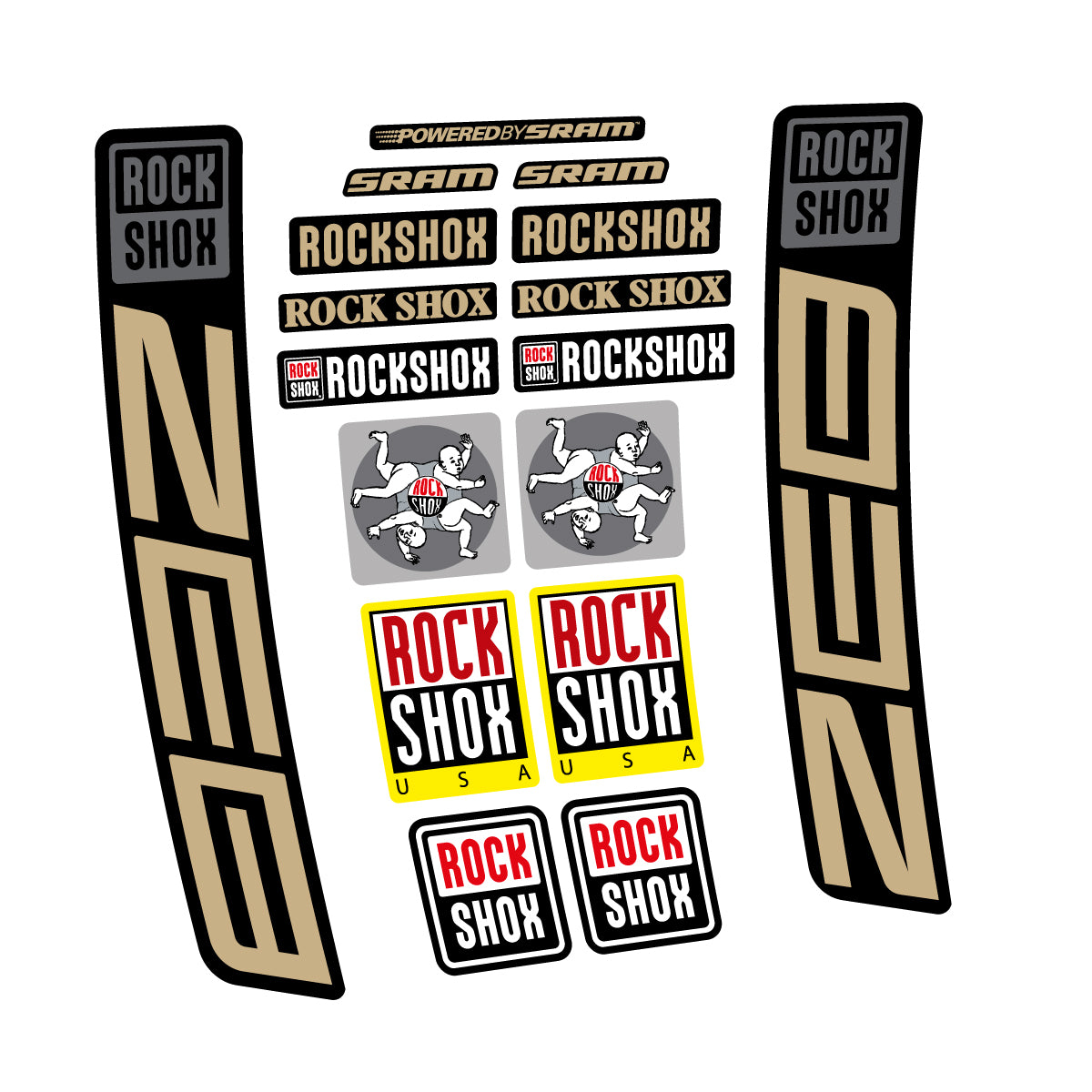 Stickers for RockShox ZEB 2027, Fork vinyl decals - Sand