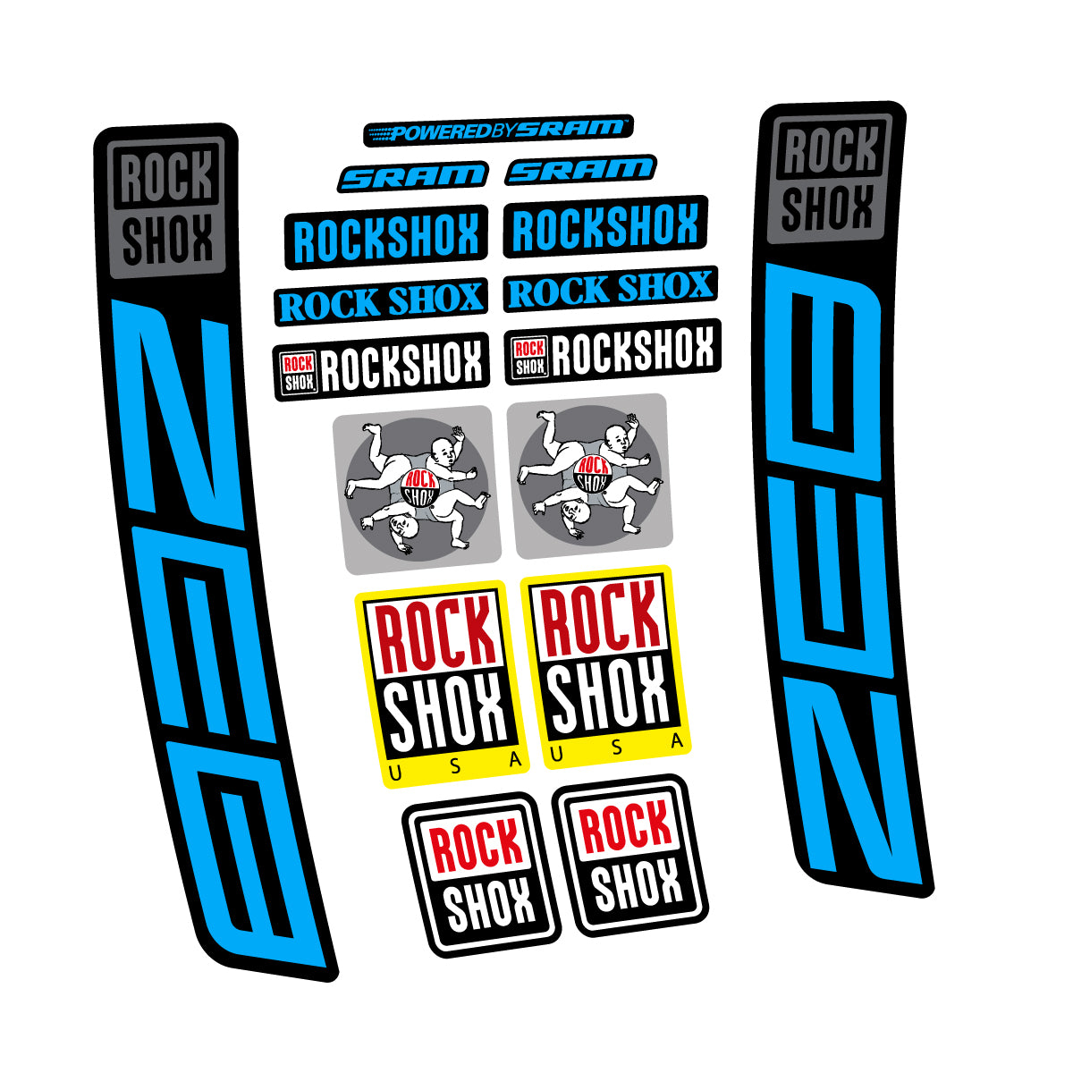 Stickers for RockShox ZEB 2027, Fork vinyl decals - Light Blue
