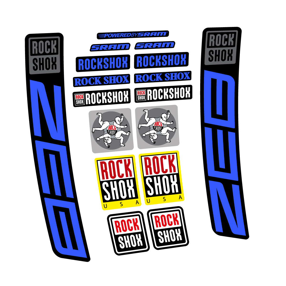 Stickers for RockShox ZEB 2027, Fork vinyl decals - Medium Blue