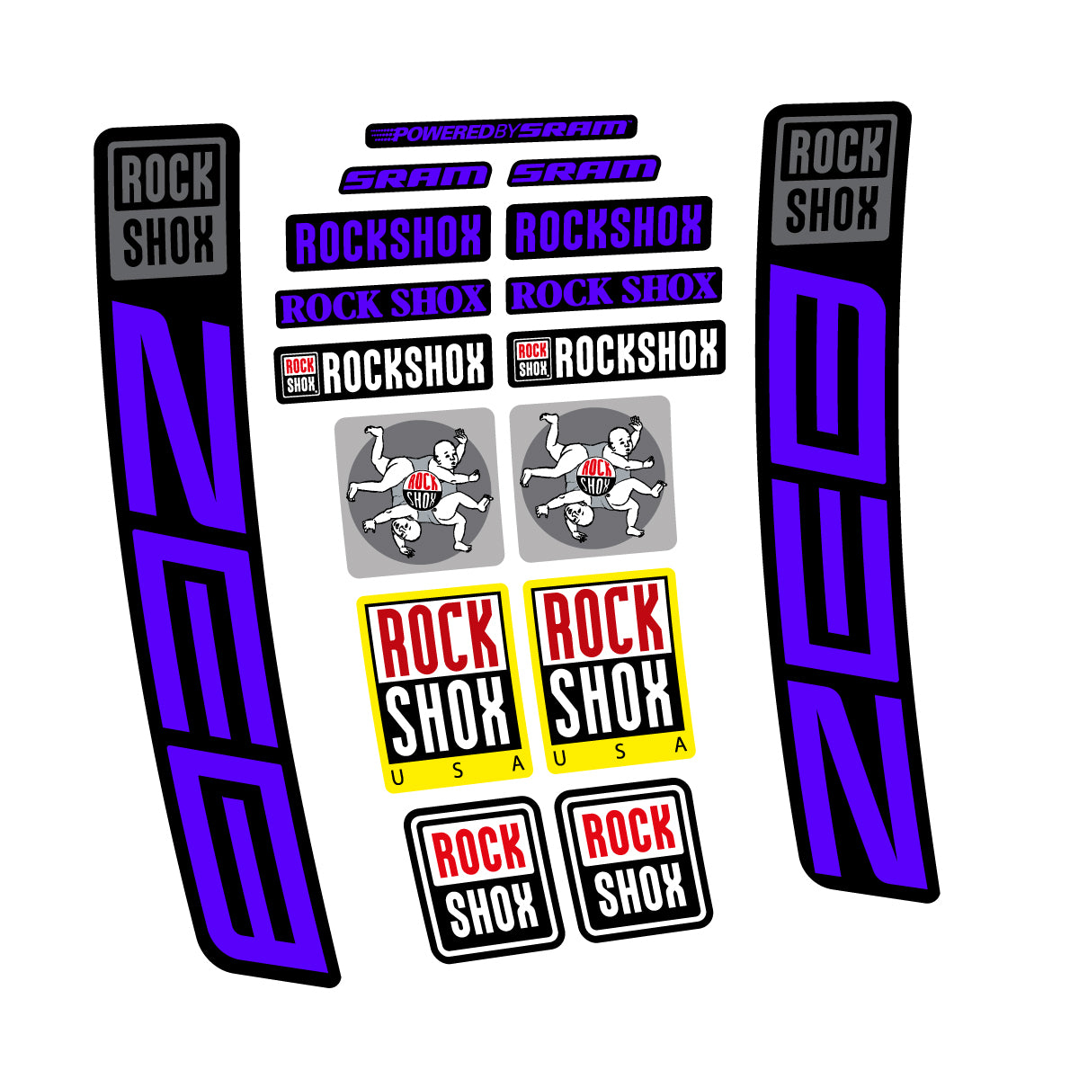 Stickers for RockShox ZEB 2027, Fork vinyl decals - Reflex Blue