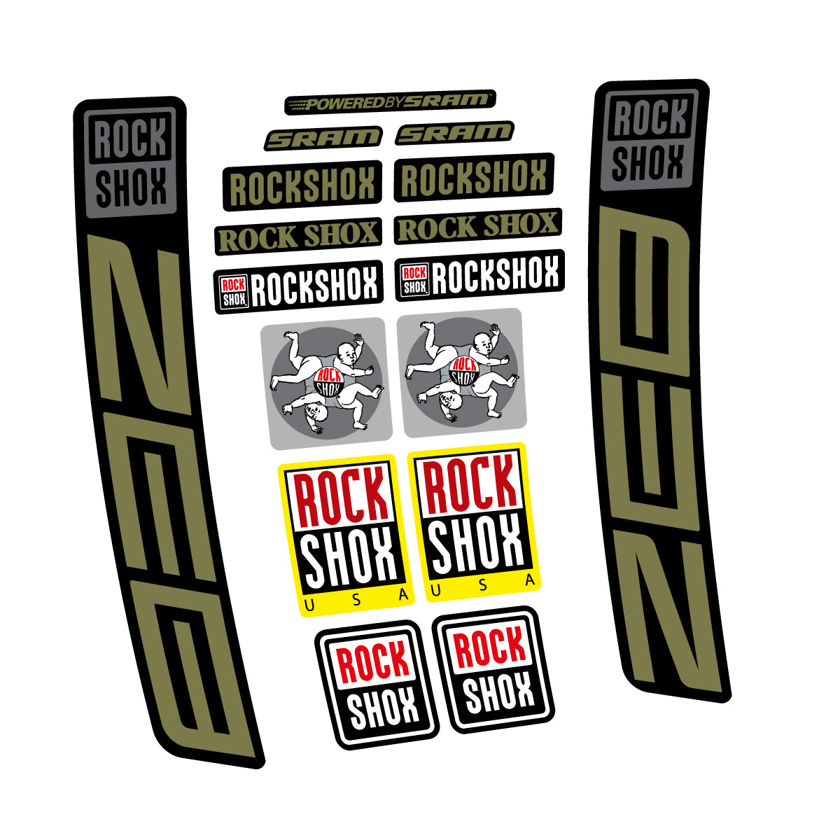 Stickers for RockShox ZEB 2027, Fork vinyl decals - Khaki