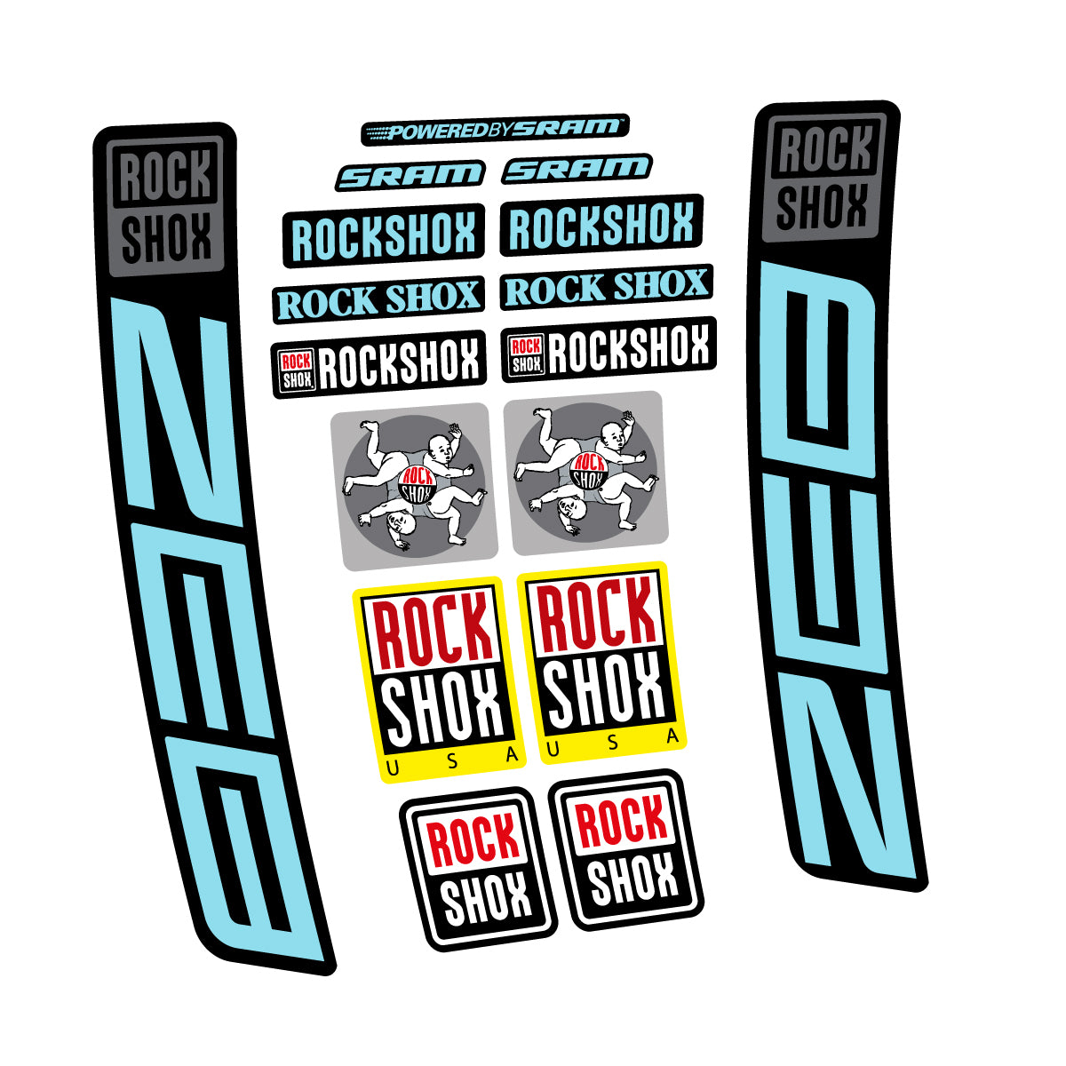 Stickers for RockShox ZEB 2027, Fork vinyl decals - Sky Blue