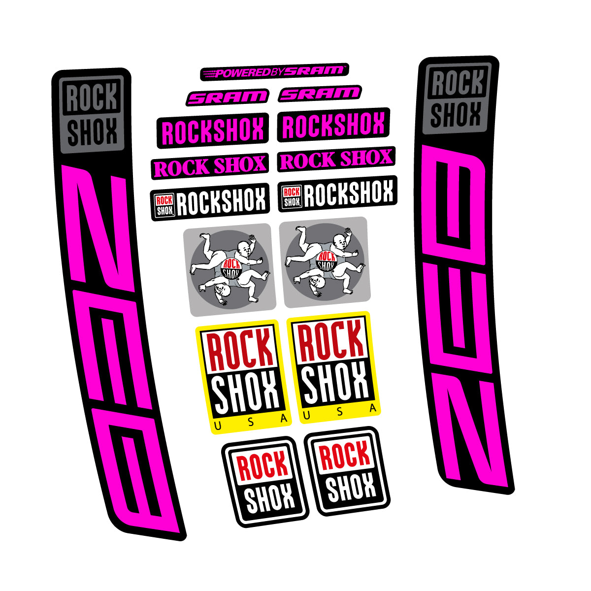 Stickers for RockShox ZEB 2027, Fork vinyl decals - Fuchsia Neon