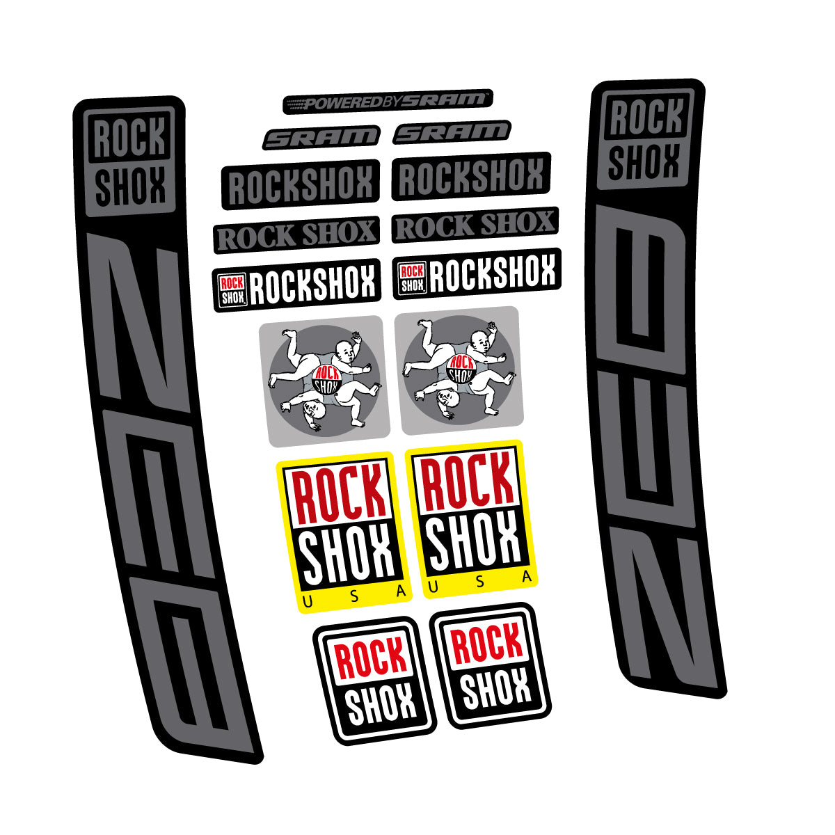 Stickers for RockShox ZEB 2027, Fork vinyl decals - Medium Grey
