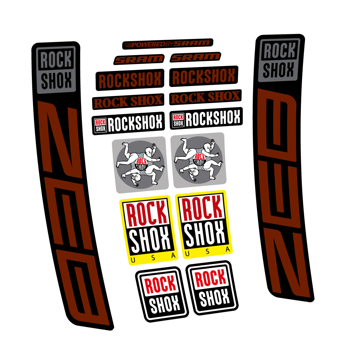 Stickers for RockShox ZEB 2027, Fork vinyl decals - Brown