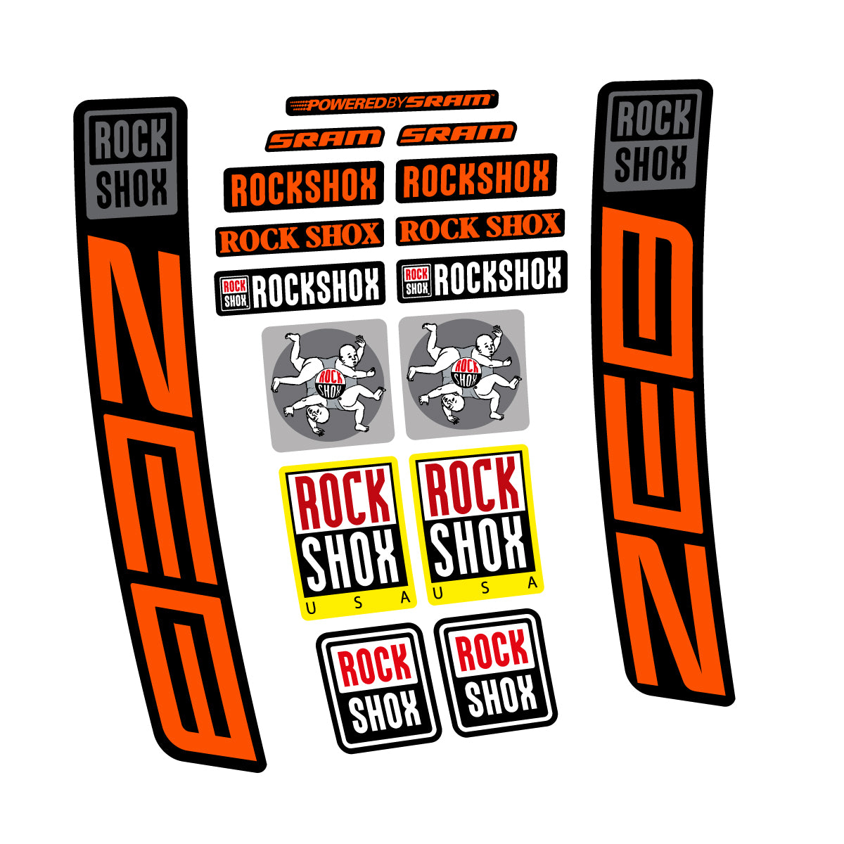 Stickers for RockShox ZEB 2027, Fork vinyl decals - Orange