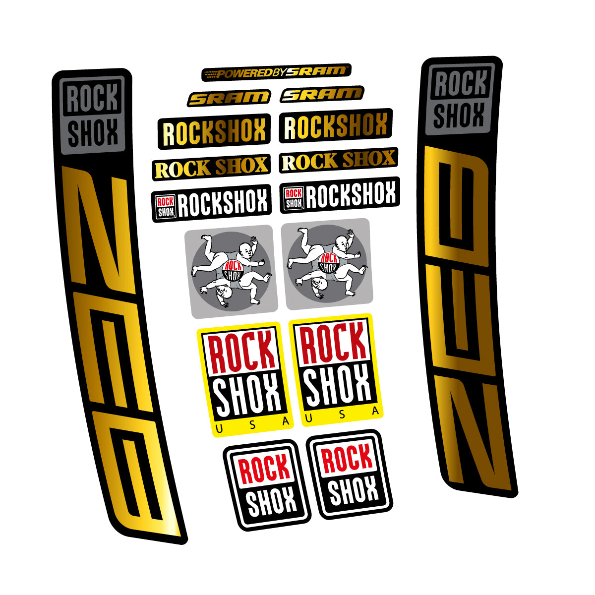 Stickers for RockShox ZEB 2027, Fork vinyl decals - Chrome Gold