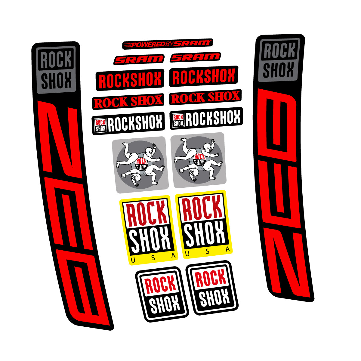 Stickers for RockShox ZEB 2027, Fork vinyl decals - Orange Red