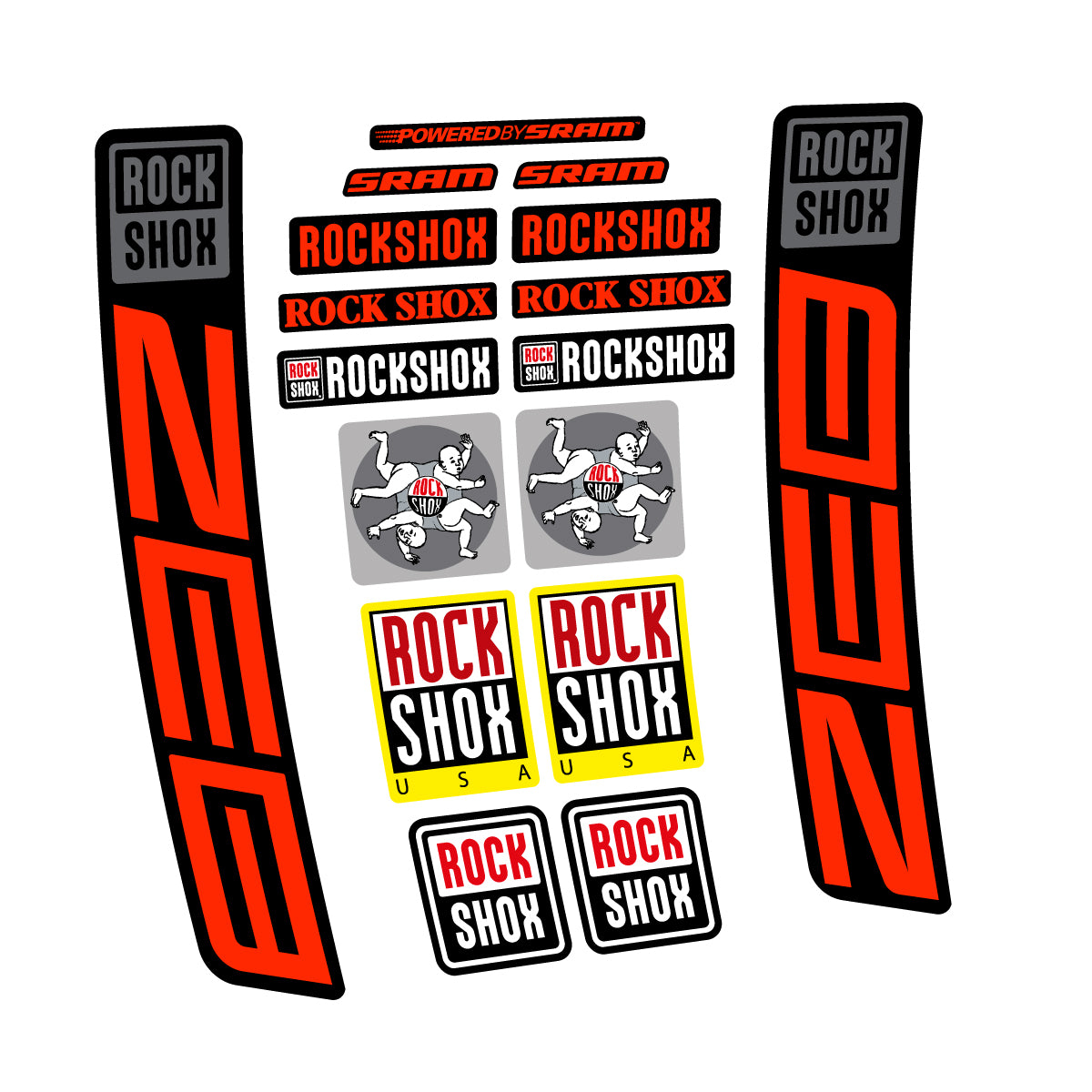 Stickers for RockShox ZEB 2027, Fork vinyl decals - Neon Red