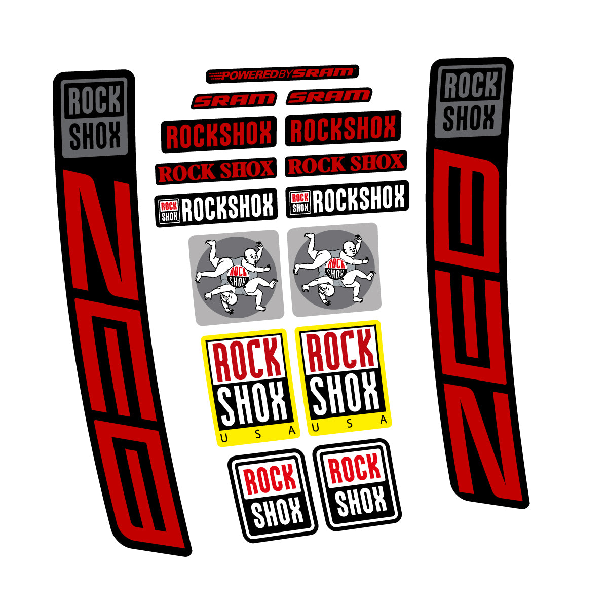 Stickers for RockShox ZEB 2027, Fork vinyl decals - Medium Red