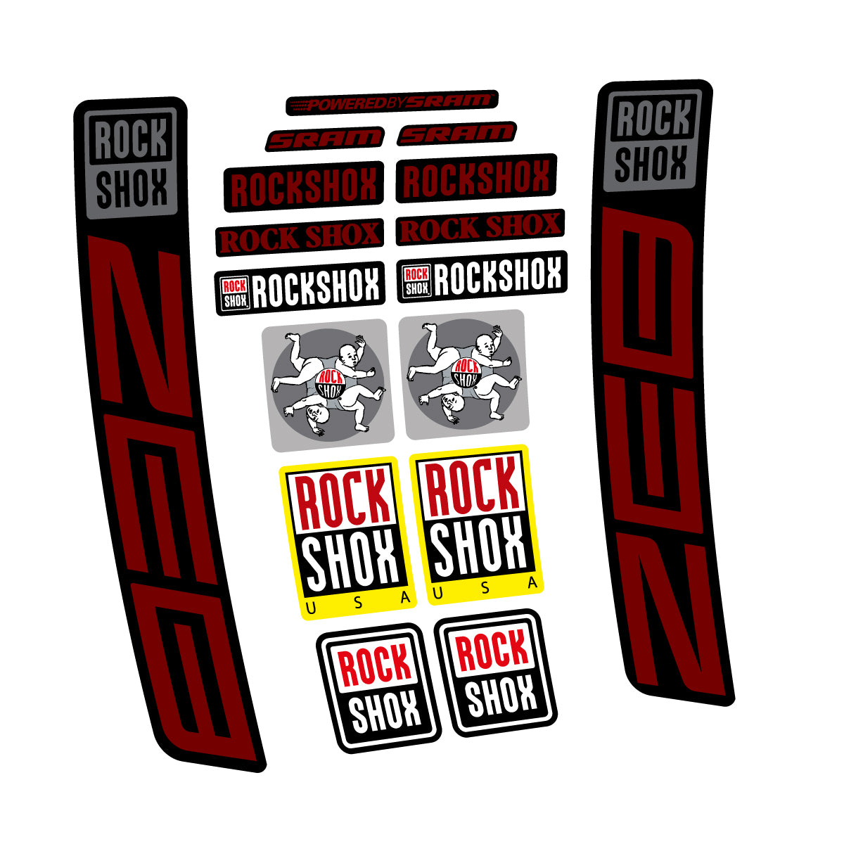 Stickers for RockShox ZEB 2027, Fork vinyl decals - Very Dark Red