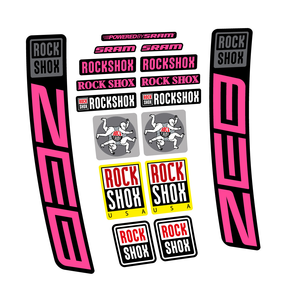 Stickers for RockShox ZEB 2027, Fork vinyl decals - Bubblegum Pink