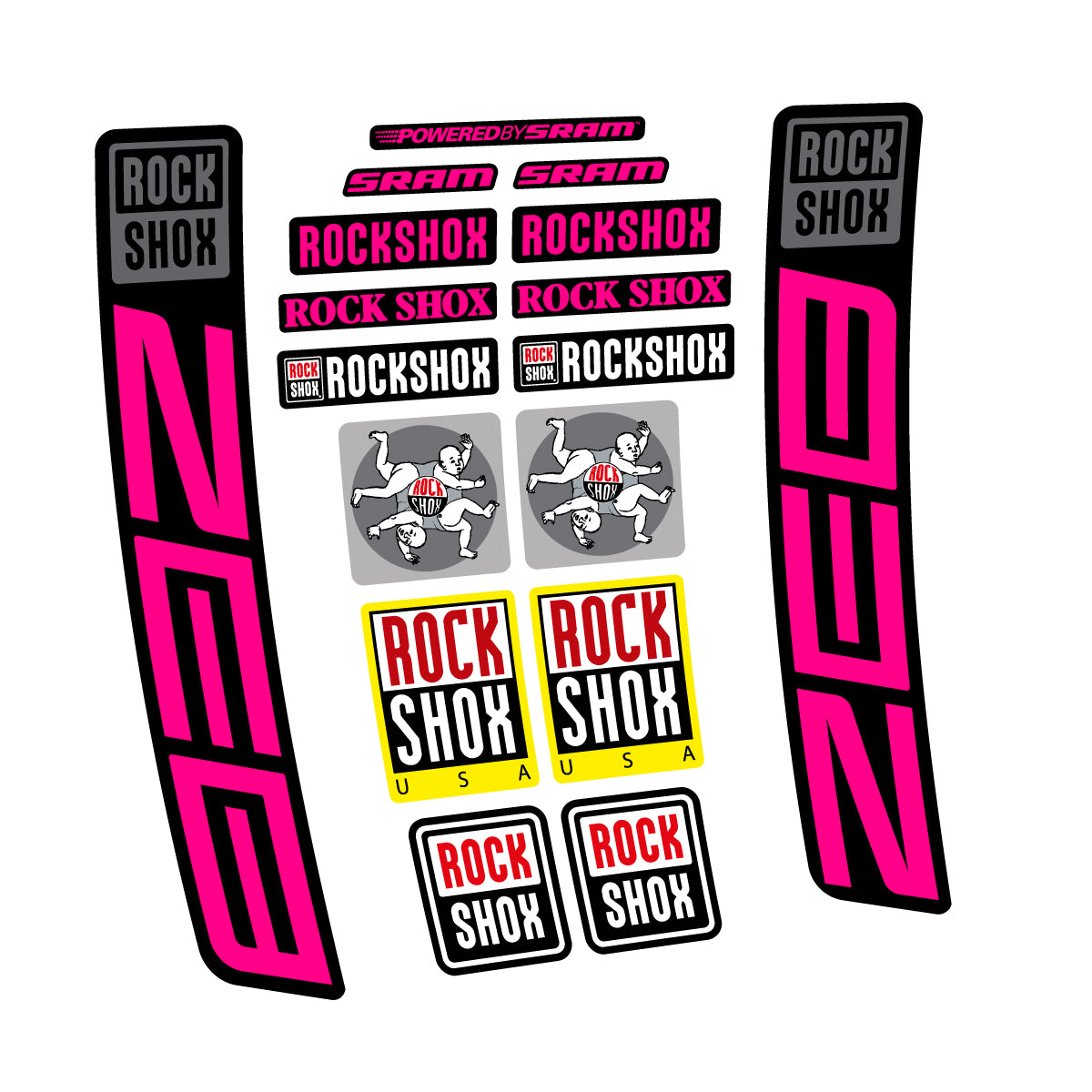 Stickers for RockShox ZEB 2027, Fork vinyl decals - Neon Pink