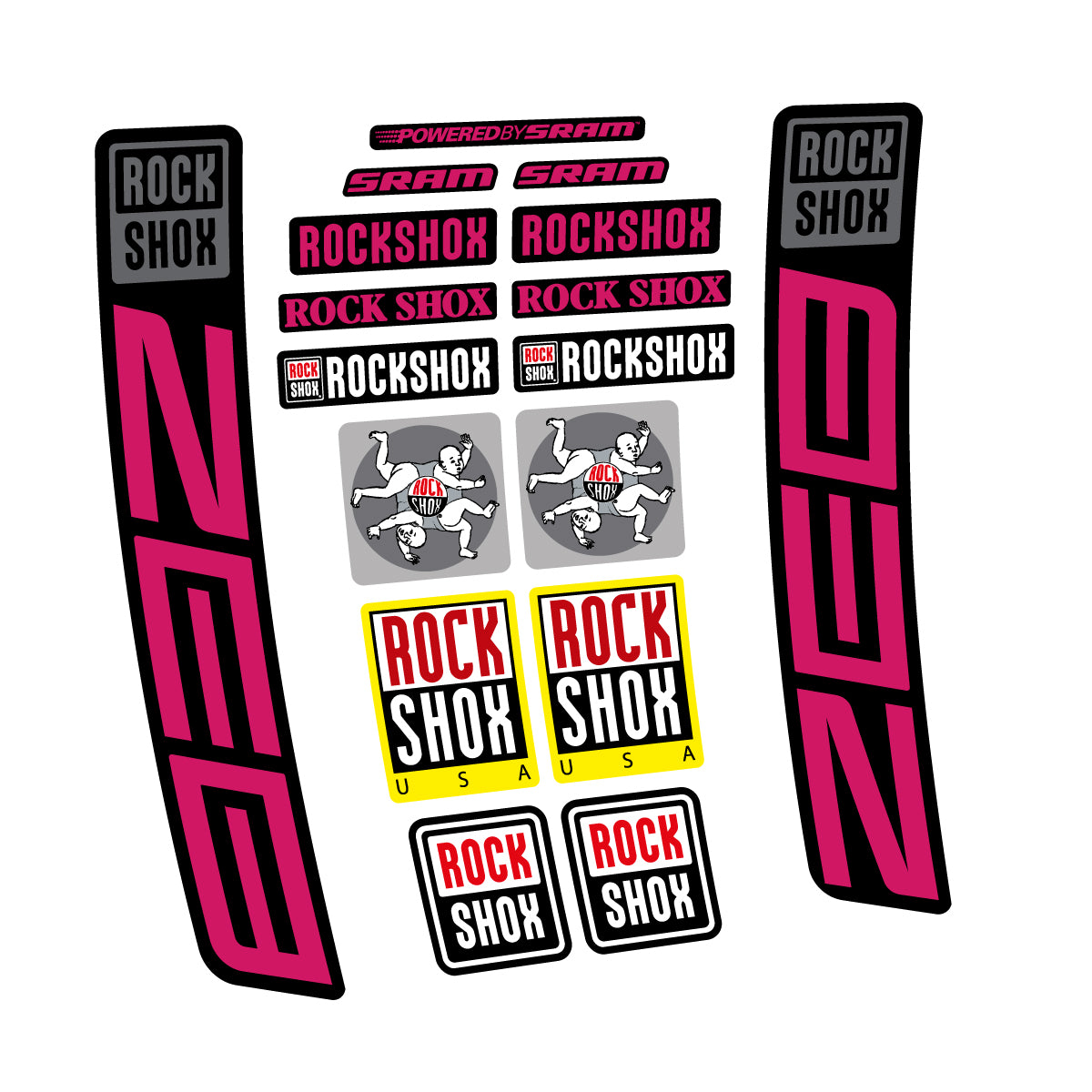 Stickers for RockShox ZEB 2027, Fork vinyl decals - Dark Pink