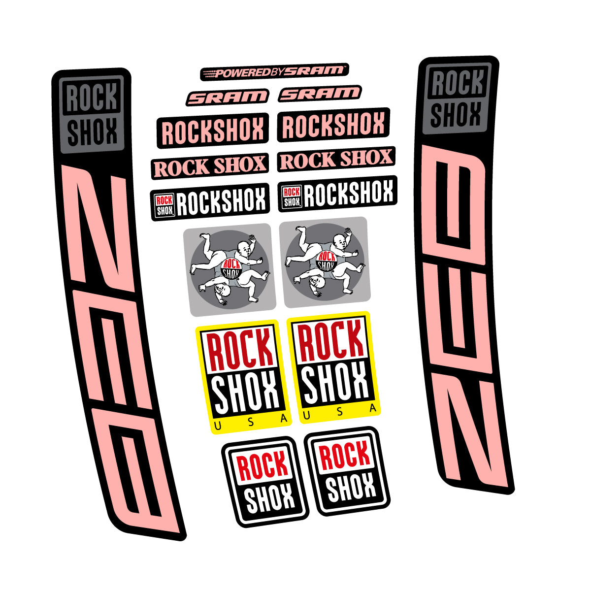 Stickers for RockShox ZEB 2027, Fork vinyl decals - Salmon Pink